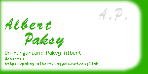 albert paksy business card